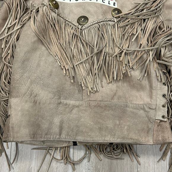 Vintage Indian Motorcycles Fringe Tassel Brown Leather Jacket Size Large L B3 - Picture 8 of 11